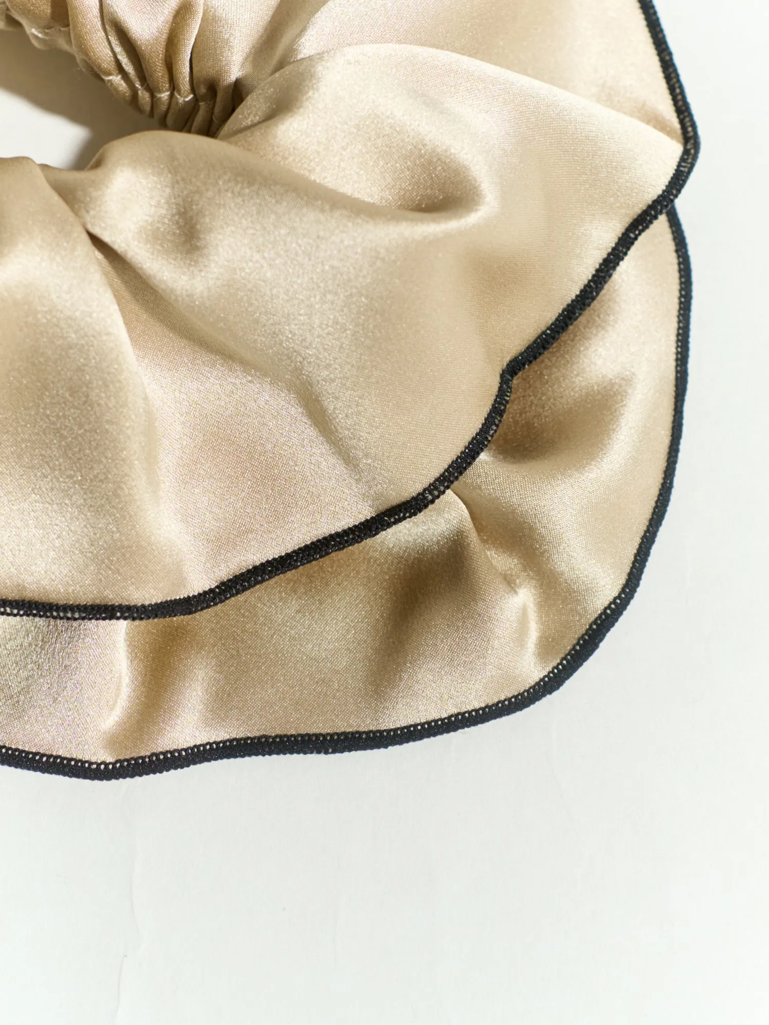 "Maxi Flower" Double-Layer Oversized Silk Scrunchie - Tan