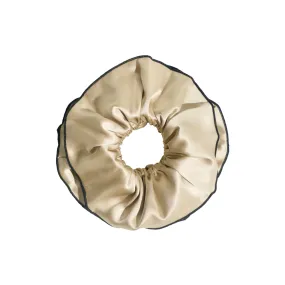 "Maxi Flower" Double-Layer Oversized Silk Scrunchie - Tan