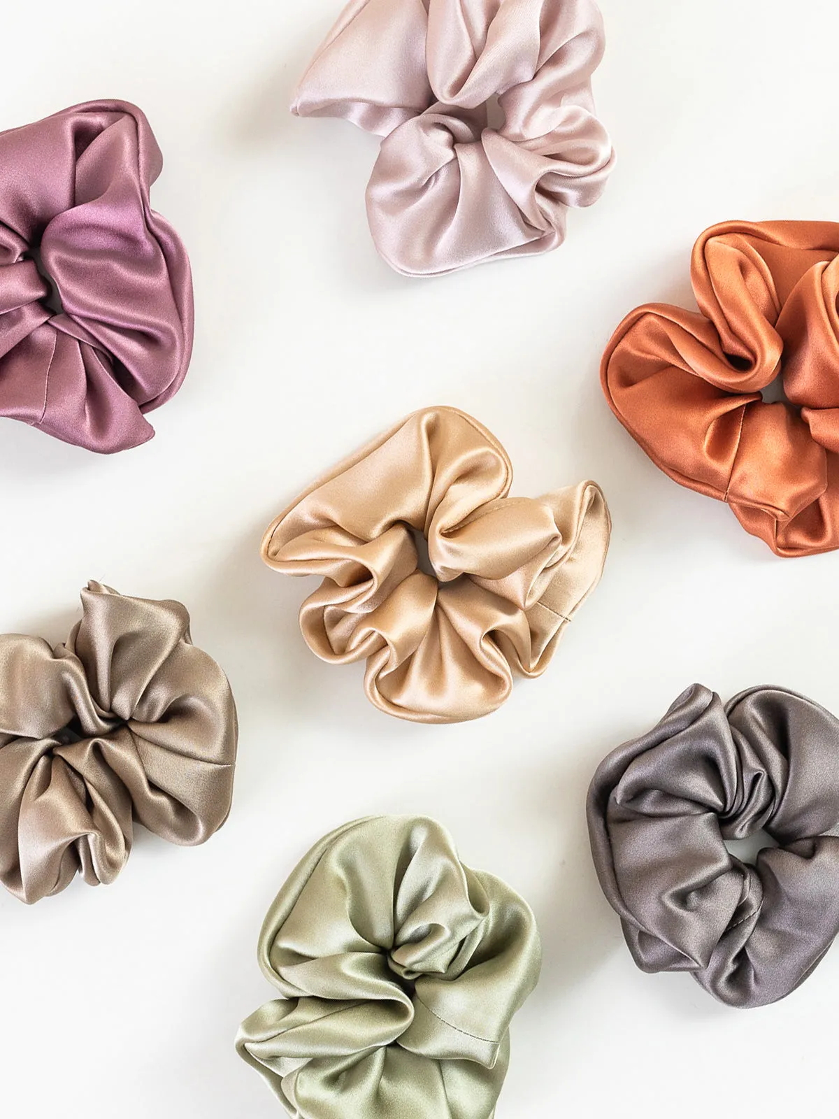 "Silken Hair" Silk Scrunchie Hair Tie - Metallic Taupe