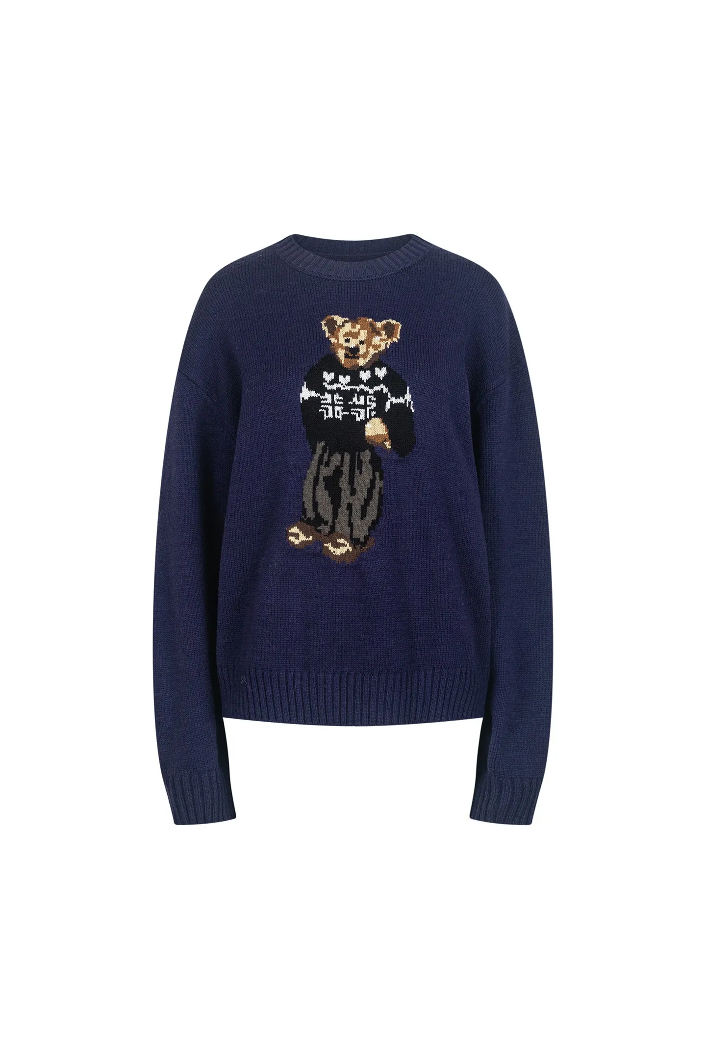 Retro Cartoon Jacquard Pullover Lazy Loose Knitted Sweater