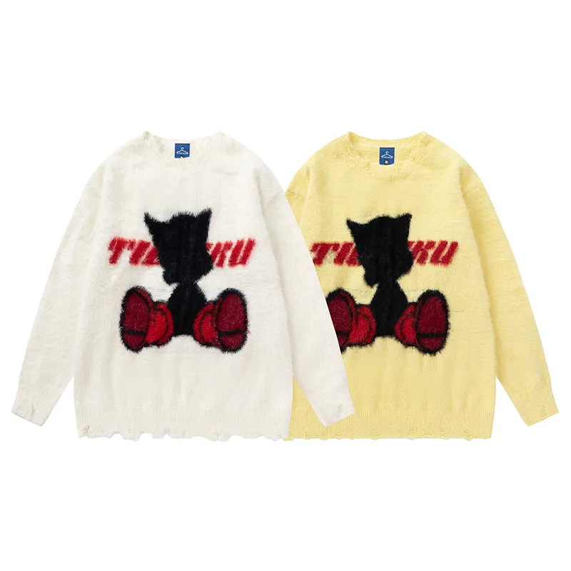 Retro Vibes | Fuzzy Cartoon Graphic Jumper