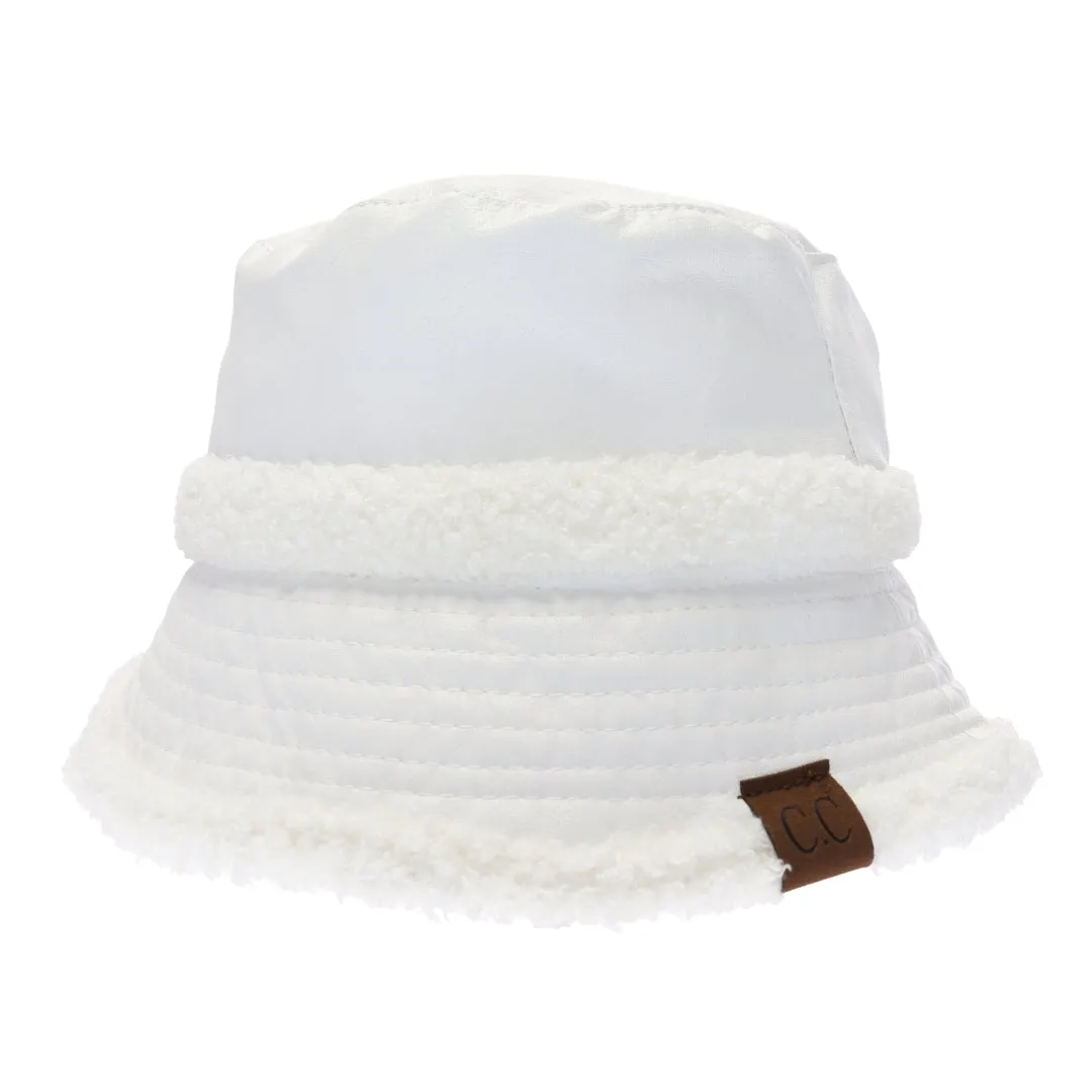 SOFT FAUX LEATHER SHEARLING C.C BUCKET HAT BK3830