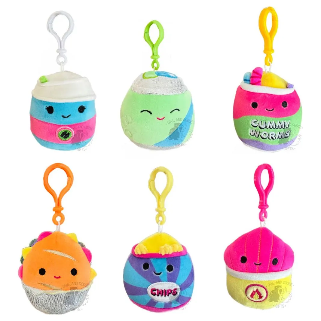 Squishmallow 3.5 Inch Clip Neon Foods Squad Set of 6